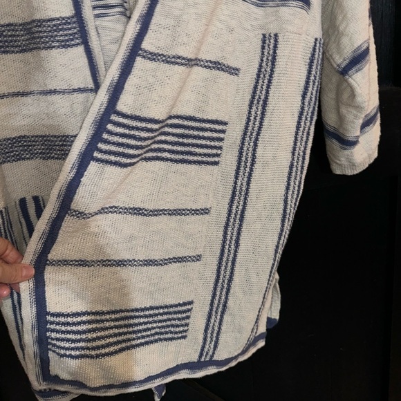 J. Jill Pure 100% Cotton Knit Oversized Boho Striped Open 3/4 Sleeves Cardigan S - Picture 7 of 9